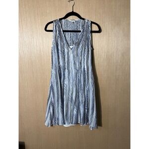 Shoshanna $610 Dress Size 6 Sleeveless Blue White Chevron Print Silk Blend